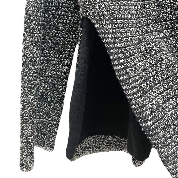 Eileen Fisher Sweater Black Knit Crochet Overlay Organic Linen Cotton Size Large - Picture 3 of 9